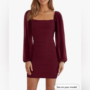 Burgundy/wine rouched dress